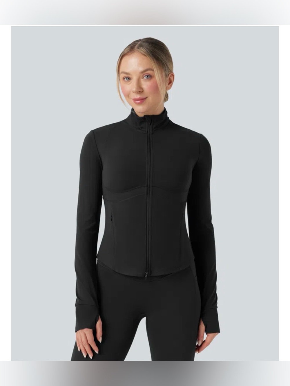 Halara UltraSculpt™ Mock Neck Push-Up Long Sleeve Thumb Hole Yoga Jacket , SizeM